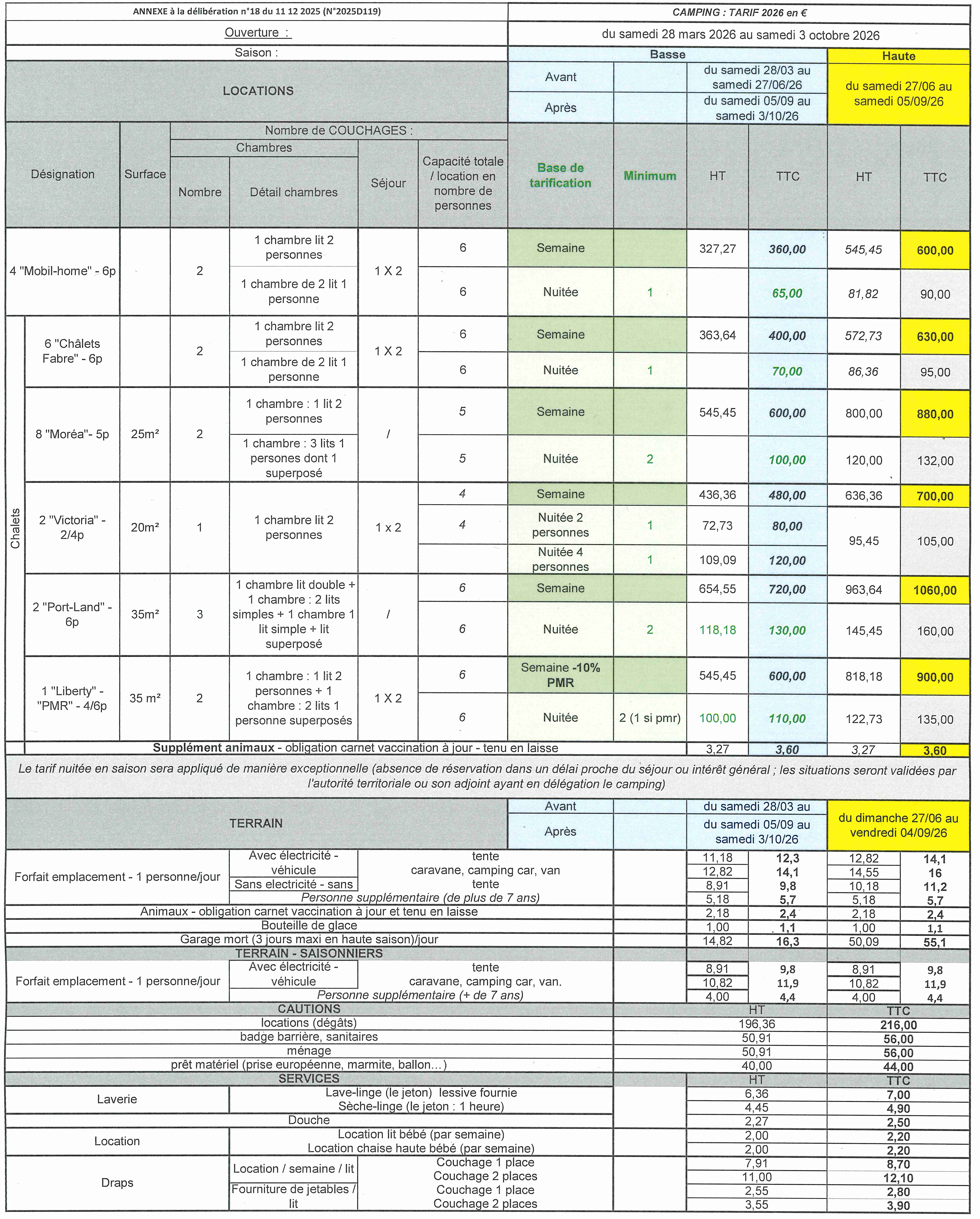 26 12 11 tarifs camping
